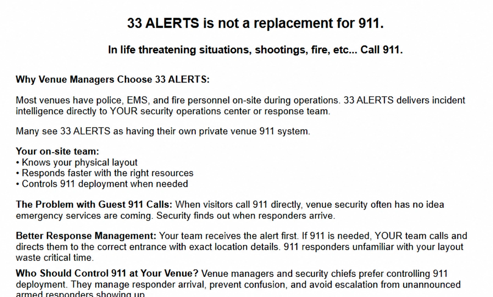 Smarter Venue Response with 33 ALERTS